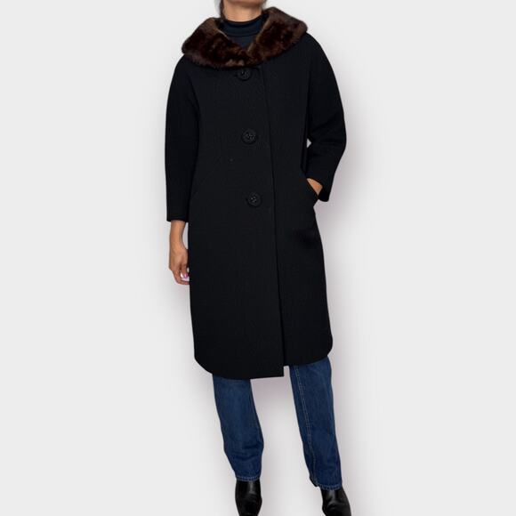 60s Michel Daniel Coat w/ Fur Collar - Picture 4 of 7